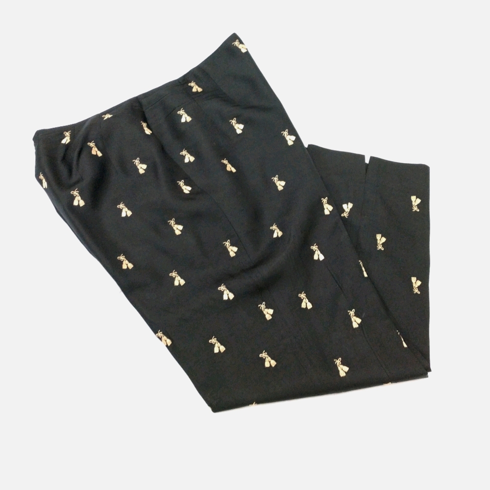 Talbots Petites Silk Black Pants with Tassels